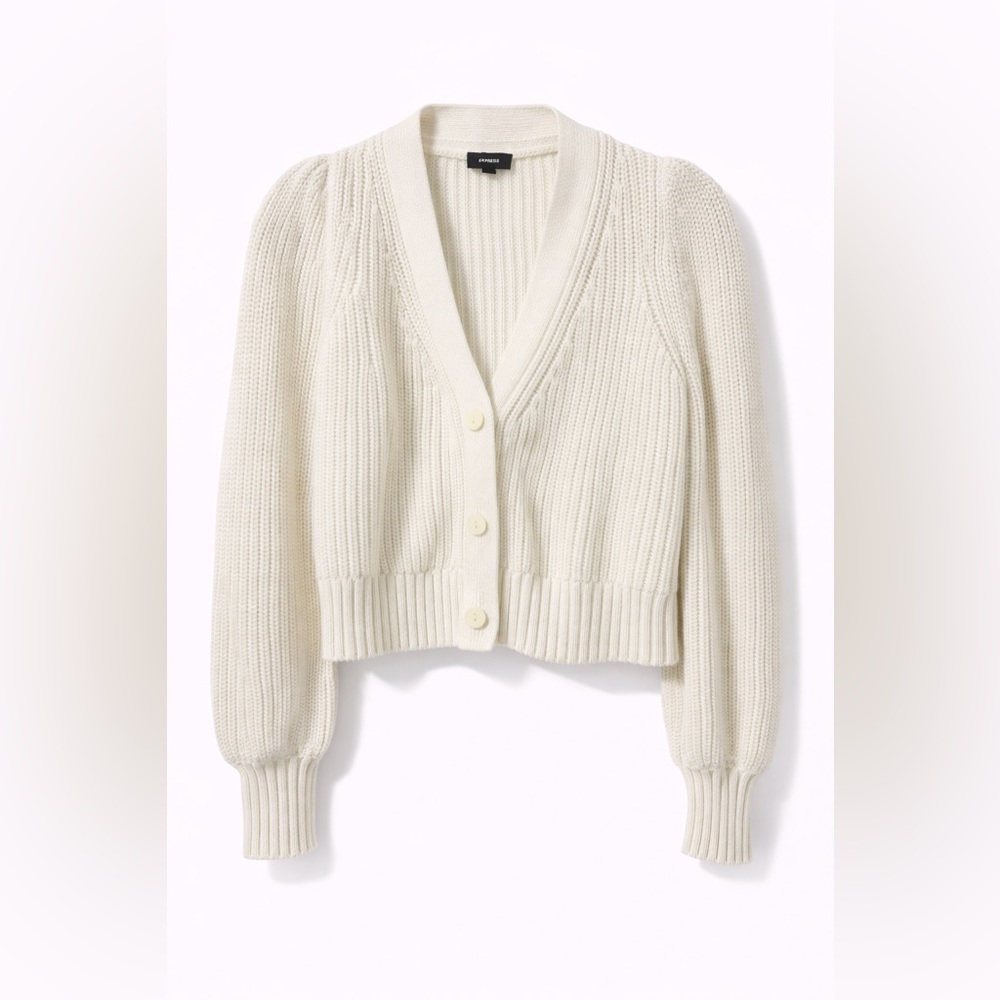 Express Cream Button-Up Cardigan